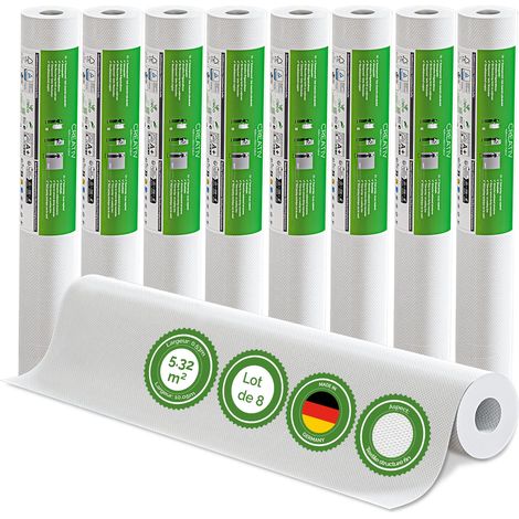 Veluxis® Papier peint intissé 10,05 m x 0,53 m - (Tissu fin, lot de 8) - Peignable, respirant et de haute qualité - Revêtement mural fabriqué en Allemagne