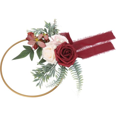 Couronne de plantes succulentes artificielles en mousse de fer, couronne de verdure portable pour mariage et fête C (1/5)
