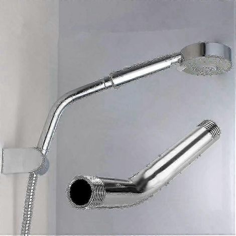Pommeau de douche mural rétractable avec support de tuyauterie renforcé - extérieur en acier inoxydable (1/4)