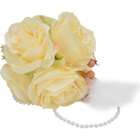 Simulation Rose Ball Artificial Flower Ball Innovative Photography Props with Jingle Bell FeatherYellow