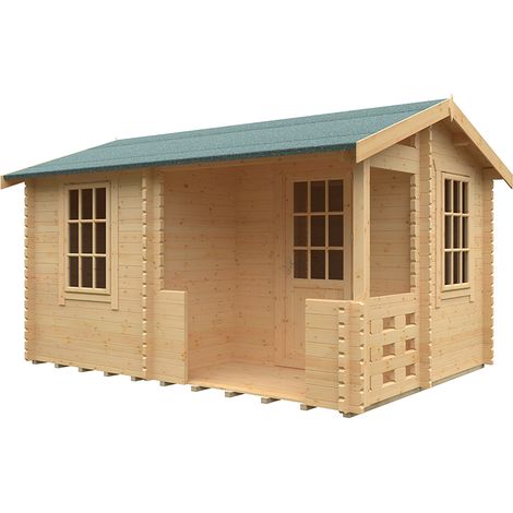 14x10 The Gyles 44mm Cabin - L415 x W295 x H261.6 cm - Solid Wood/Softwood/Pine - Natural