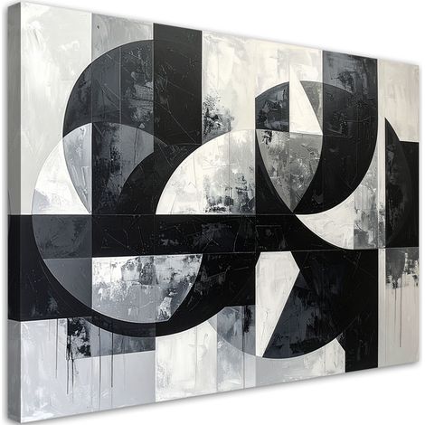Wandbild Abstrakte Kreise Formen Textur schwarz-weiß 60x40 cm