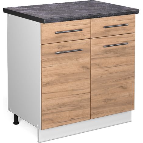 Mobiletto base per cucina Fame-Line, Rovere dorato, 80 cm , PL Antracite, Vicco