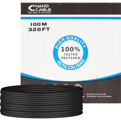 Bobina de Cable RJ45 UTP Nanocable 10.20.0302-EXT-BK Cat.5e/ 100m/ Negro