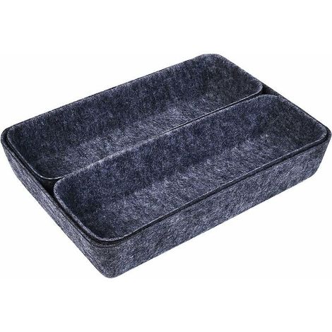 Organisateur de tiroir de bureau, ensemble de 3 tiroirs, séparateurs de tiroir en feutre pour maquillage, bijoux, panier de rangement gris (1/5)