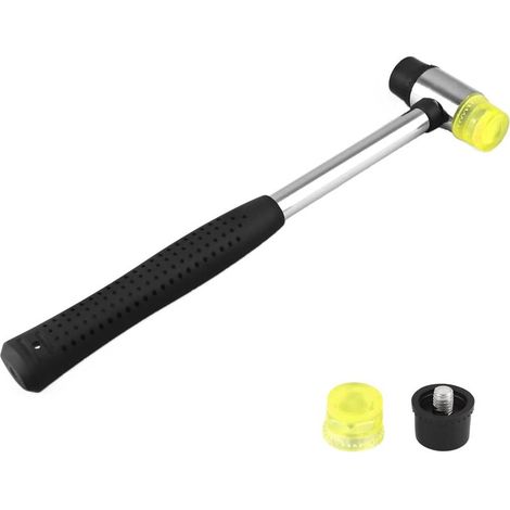 Marteau en Caoutchouc, Marteau à Marteau de 25 mm, Marteau à Double tête, Marteau Doux avec 2 têtes de Marteau de Remplacement avec poignée en Caoutchouc antidérapante pour l'artisanat (1/5)