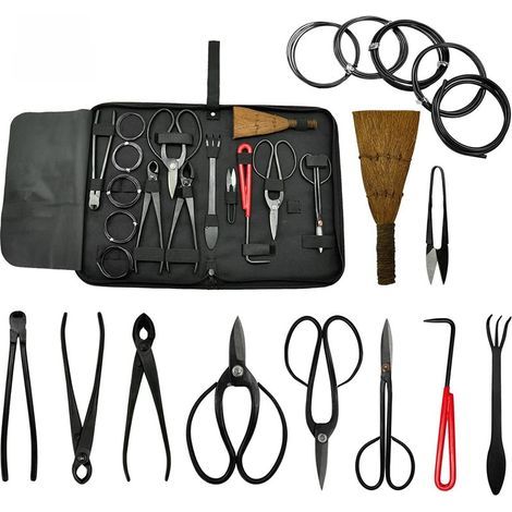 Kit de 12 outils de jardinage pour bonsaï, ensemble de tailles pour plantes et jardins en acier au carbone, ciseaux et kit pour bonsaï (1/4)