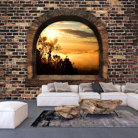 Fotomurale adesivo - Stony Window: Morning Mist - 196x140 (1/4)