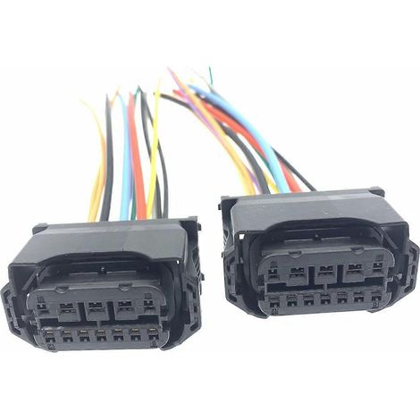 Compatible avec le modèle 1-1452335-9 et les connecteurs de phares le modèle 1-1452335-1 est noir et bleu, avec un bornier à 12 broches. 1 pièce. (1/5)