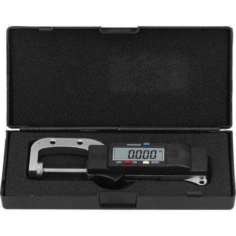 Micrómetro digital, rango de 0-25 mm, resolución de 0,01 mm, pantalla LCD, conversión mm/pulgada, uso industrial (1/5)