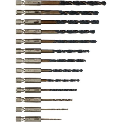13 forets hélicoïdaux à queue hexagonale de 6,35 mm (1/4 po), changement rapide, pour bois, plastique et métal (1/5)