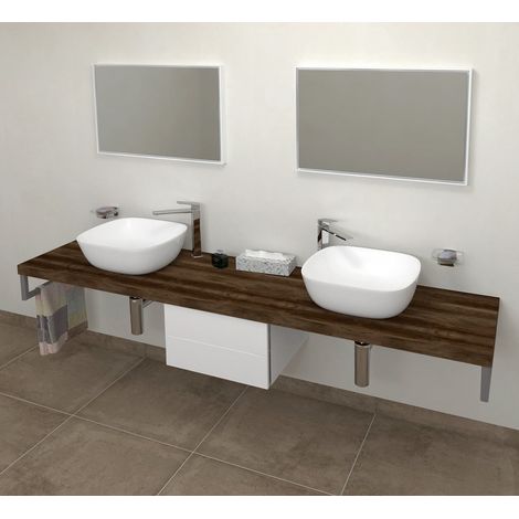 AVICE plan sous vasque 250x50cm, épaisseur 5cm, chêne foncé