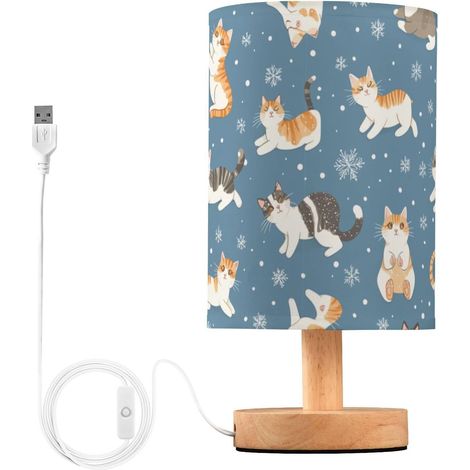 Kcldeci Lampe de chevet en forme chats mignons et flocons neige (1/5)