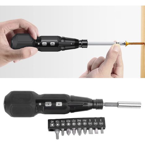 Tournevis électrique 3,6 V à poignée droite en acier allié, rechargeable par USB, livré avec une boîte colorée et un embout à 9 trous. (1/5)
