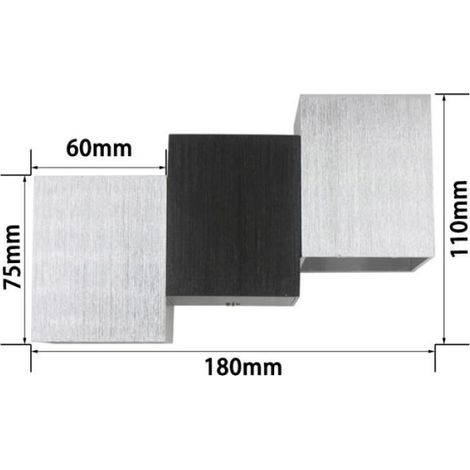 Lot de 2 Applique murale en forme de carré en aluminium LED pour intérieur salon chambre cuisine décoration l'éclairage d'intérieur (1/4)