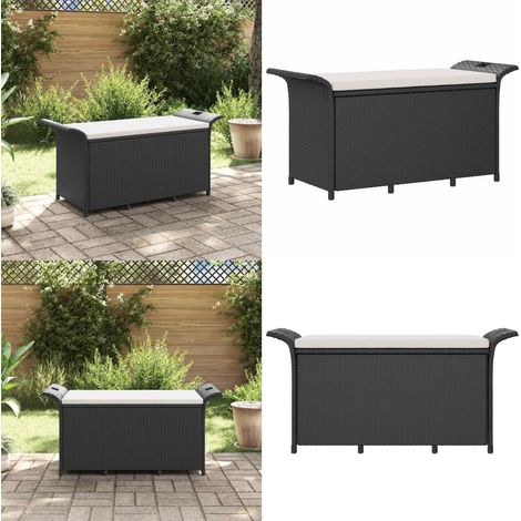 Gartenbank mit Kissen Schwarz 116x46x57 cm Poly Rattan - Gartenbank mit Kissen - Poly Rattan