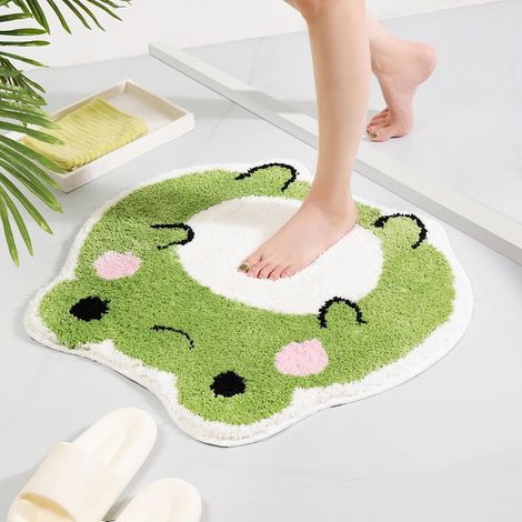 CCYKXA Niedliche und rutschfeste Badematte in Froschform, saugfähige und waschbare Duschmatte in lustiger Tierform zur Badezimmerdekoration (1/5)