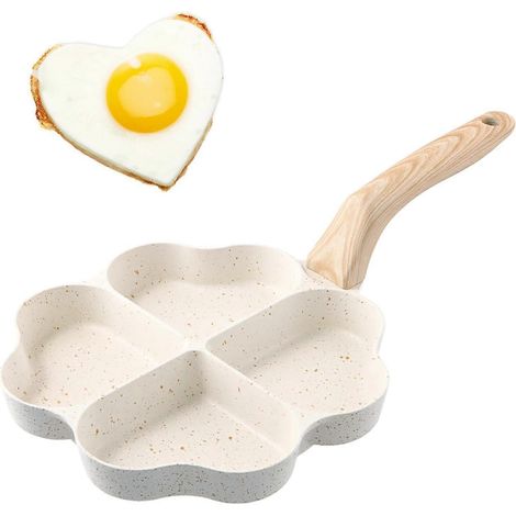 Poêle à œufs au plat, poêle à crêpes en forme de cœur, poêles antiadhésives à 4 compartiments, poêle à omelette à induction, petite poêle à frire