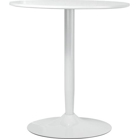 Mesa de comedor mesa de cocina redonda mesa de comedor moderna para 2 personas mesa de bar mesa de pilar con patas de acero reposapies antideslizante 70 x 75 cm blanco (1/5)