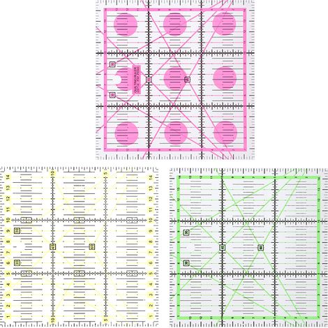 3 pièces Règles de Couture 15x15cm pour Quilting et Patchwork, Outils de Mesure DIY (1/5)