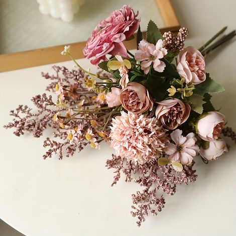 Guirlande De Fleurs Artificielles - Décoration Intérieure En Plastique Pour Fêtes Et Saisons - Bouquet Séché Simulé Pour Noël, Thanksgiving, Saint-Valentin, Fête Des Pères Et Des Mères - 1 Pièce
