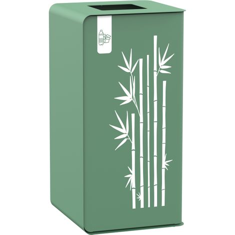 Borne de tri sélectif Cubatri Signature, sans serrure - emballages - 75l - vert natura mat texturé sérigraphié (1/2)