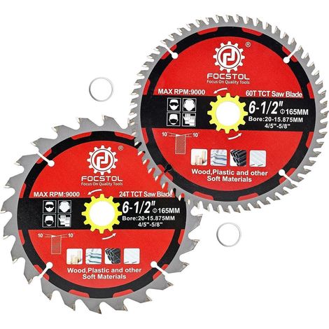 Kreissägeblatt 165mm 24+60 Zähne für Holz, Kunststoff, Sperrholz (1/5)