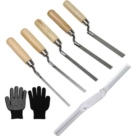 Stainless Steel Joint Trowels with Double Head Trowel, Dimensions 0.236/0.315/0.394/0.472/15mm, Tile Grouting Tool with Gloves for Masonry and Renovation (1/5)
