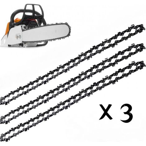Lot de 3 chaînes de tronçonneuse 20 pouces – 76 maillons – Pas de 325' – Acier importé pour coupe lisse et rapide (1/4)