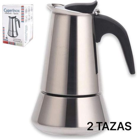 2 tazas cafetera expres acero inoxidable para induccion cuperinox