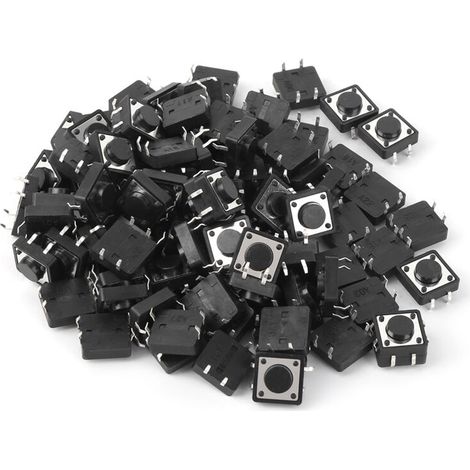 100 pièces Interrupteur Momentané Tactile Mini Micro Bouton-Poussoir Accessoire 12x12x5mm (1/5)