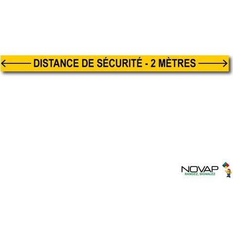Bande Distance de sécurité - 2 mètres - Jaune - spécial sol - 1000x70 mm - 4008394