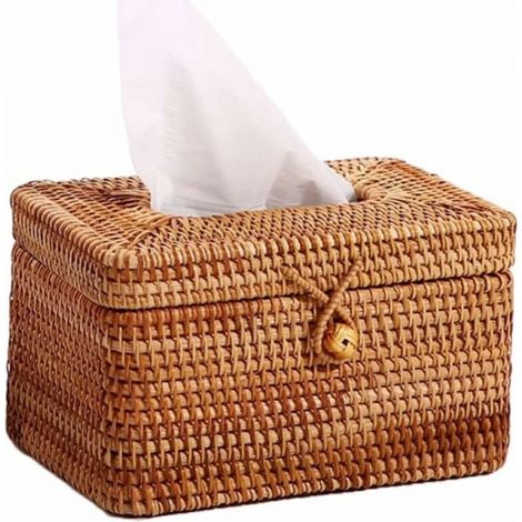 Handgefertigte Taschentuchbox aus Rattan, Serviettenaufbewahrung, Schreibtisch-Toile