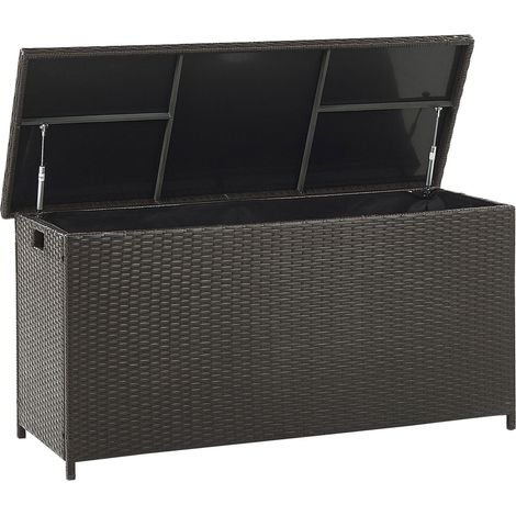 Caja de almacenamiento para jardín en ratán sintético marrón 126 x 46 cm Modena