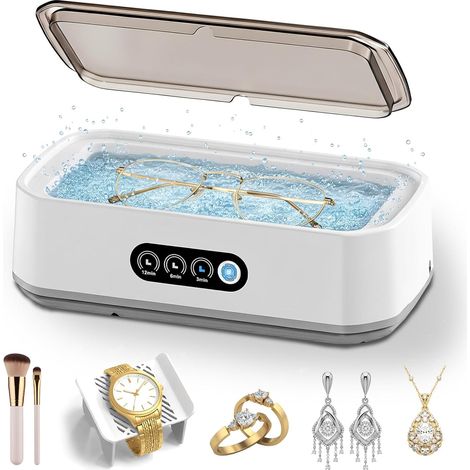 Nettoyeur à ultrasons : 49 kHz, 650 ml, 3 modes de nettoyage, convient aux bijoux, aux lunettes et aux prothèses dentaires. (1/5)