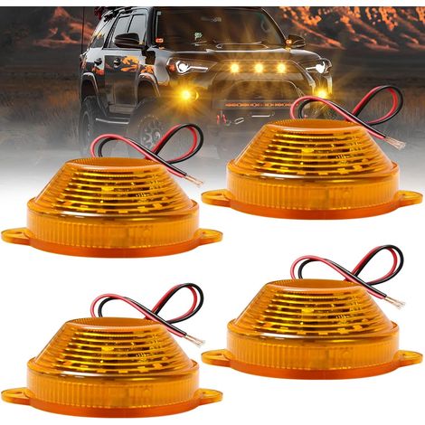 Gyrophare Orange 4 Pièces – Lampe Stroboscopique Haute Intensité 20-LED IP65, Feu Clignotant Avertissement pour Camion, Pick-up, Remorque et Véhicules de Chantier (9V-24V) (1/5)