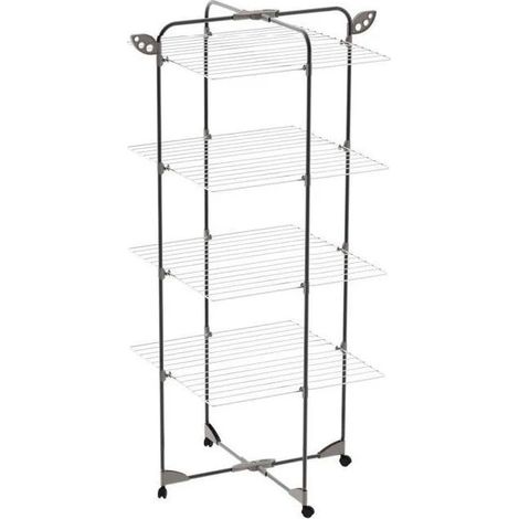 Colombo ST194-4CPF Alpina Stendibiancheria Verticale a Torre 40m con Ruote Portagrucce Ribaltabile colore Nero