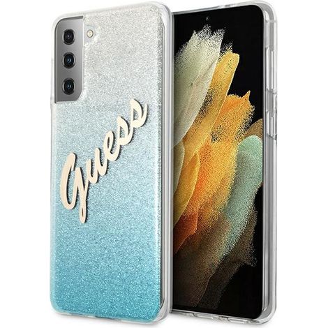 Guess GUHCS21MPCUGLSBL S21+ G996blau/blaue Hartschalen-Hülle mit Glitzer-Farbverlauf (1/5)