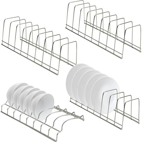 4 Pcs Support de Couvercle de Casserole, Rangement Casserole Organisateur  Acier Inoxydable Égouttoir à Vaisselle, Support Vertical pour bols, Organiseur d'assiettes Couvercle poêles Tiroir (1/5)