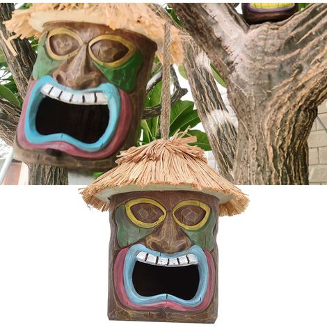 Casita decorativa colgante para pájaros, fabricada en resina, para exteriores con tapa fija, 20,5 cm de alto, 785 g. (1/5)