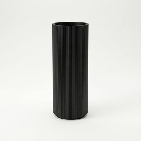 Vaso cilindrico decorativo nero per fiori, forma classica, elegante