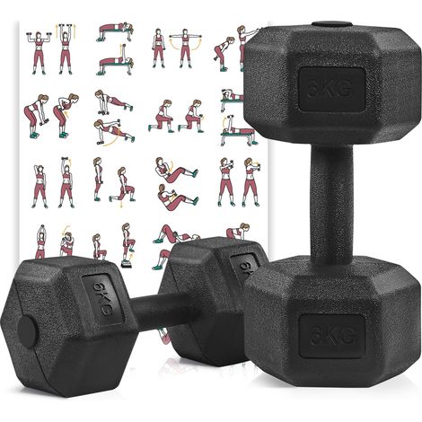 Yaheetech Lot de 2 Haltères Courts 2x6kg Kit Haltères Musculation Fitness pour Homme et Femme en Fer et PVC Noir