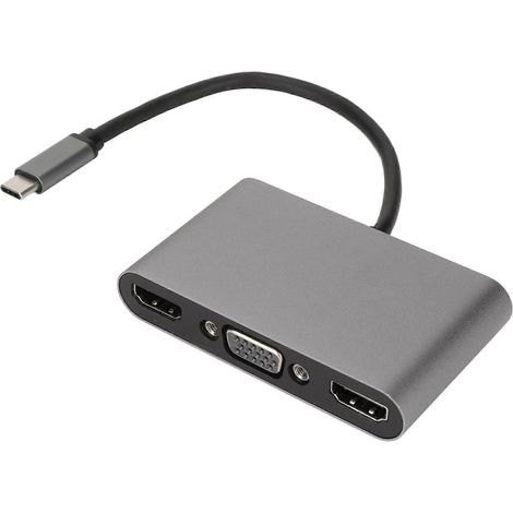 5-in-1 USB-C-Dockingstation, 4K-Triple-Display, 100-W-Schnellladefunktion, USB-C-auf-Dual-HDMI- und VGA-Adapter, PD-Hub (1/5)