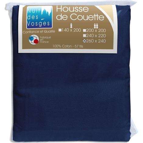 Housse de Couette Uni Coton Marine 240 x 260 cm (1/2)