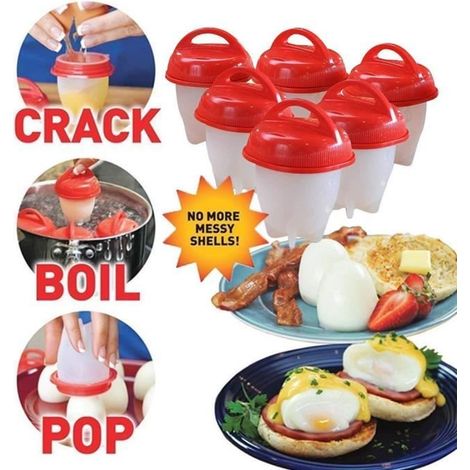 Cuiseur à oeufs dur et doux, silicone antiadhésif, sans coquille, bouilli, braconnier, vapeur Paquet (1/4)