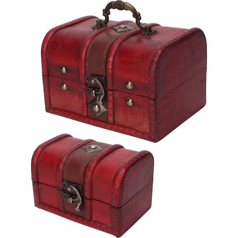 Boîte décorative vintage en bois faite main, boîte à bijoux, boîte à bijoux ancienne en bois, coffret cadeau en bois, coffre au trésor de pirate (1/5)
