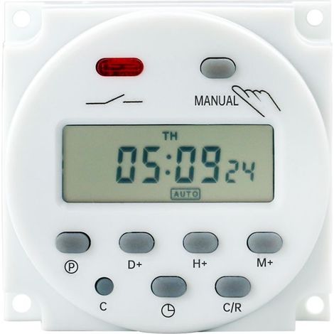 Commutateur de relais de minuterie programmable hebdomadaire de puissance LCD numérique,blanc (1/5)