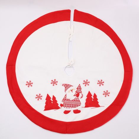 Jupe de Sapin de Noël Rond Couverture Sapin de Noël Couverture de Sapin de Noël Protection Contre Les Aiguilles de Sapin de Noël GROOFOO (Blanc/Rouge) (1/5)