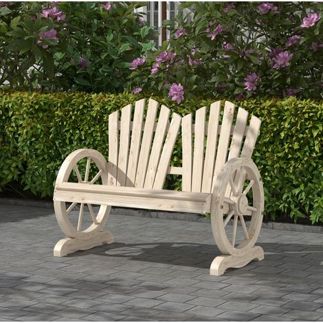 Gartenbank 108x66x95 cm aus Naturholz mit Armlehnen und Rückenlehne – MEUBLIV (1/5)
