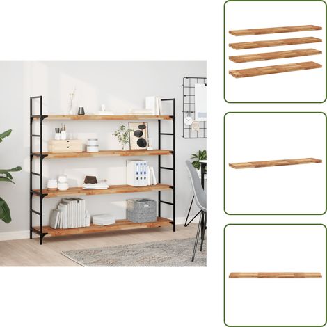 The Living Store Schweberegale 4 Stk. 160x30x4 cm Massivholz Akazie Ölbehandelt - Wandregal (1/5)